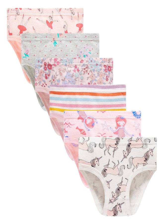 Winging Day Big Girls Soft Cotton Briefs Assorted of Prints Underwear Size 10 (6-Pack) - Image 1